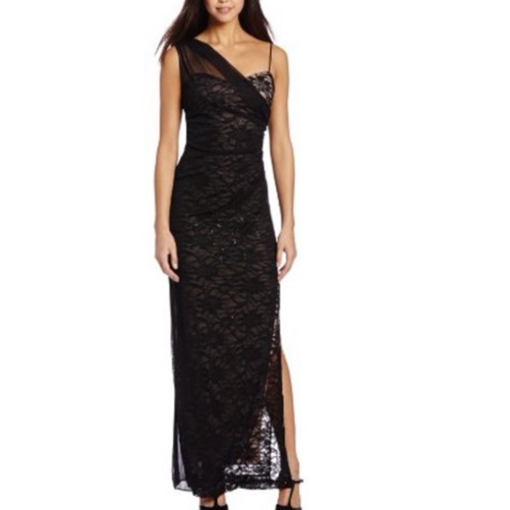 Jump One Shoulder Lace Drape Dress